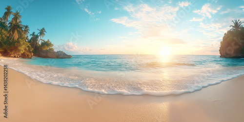 Beautiful sunset beach scene tropical paradise hdr 360 degree hdri seascape photography