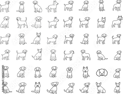 Minimalist Dog Line Art ,Cute Puppy Outline Sketch , Hand Drawn Dog Illustration