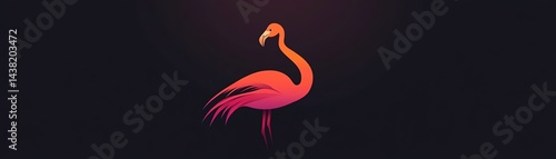 Stylized flamingo illustration with vibrant colors on a dark background.