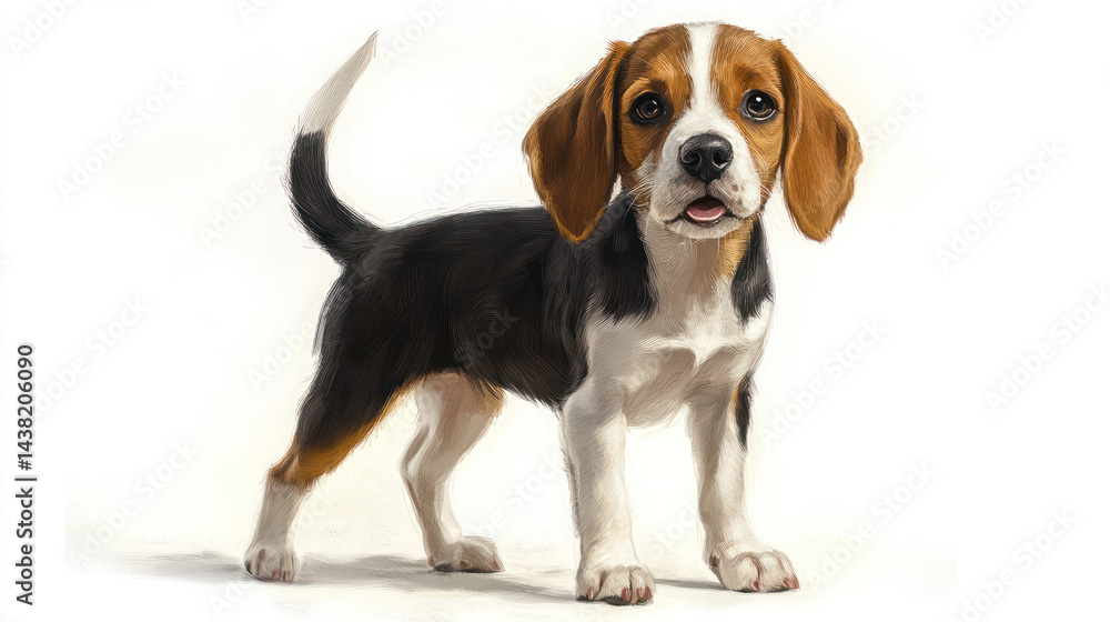 Cute Beagle Puppy Standing on White Background Cute Beagle Puppy Standing on White Background