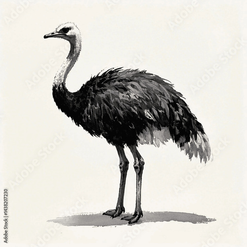 Dust and Pigment: sprint in hue ostrich isolated watercolor vector illustration svg 