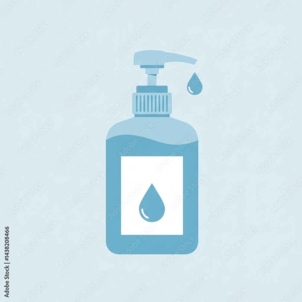 Fototapeta premium Hand Sanitizer Bottle Icon Vector Clipart – Minimalist Style with Droplet and Clean Design Illustration