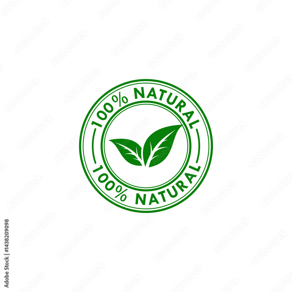 100 PERSENT NATURAL ICON VECTOR GREEN 100 PERSENT NATURAL ICON VECTOR GREEN