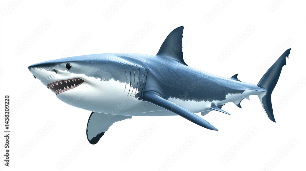 Great White Shark Swimming in the Ocean Great White Shark Swimming in the Ocean