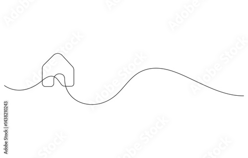 Continuous thin line home illustration,house one line art icon drawing