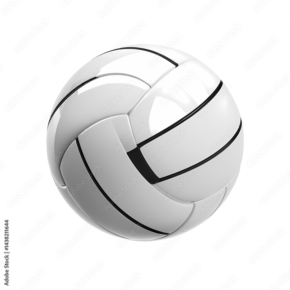 White Volleyball with Black Seams Isolated on Transparent Background White Volleyball with Black Seams Isolated on Transparent Background