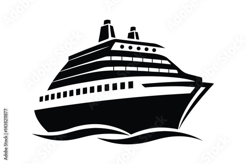 Silhouette of a cruise ship vector icon on white background