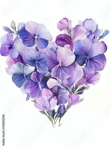 Beautiful purple flower bouquet arranged to create a striking heart shape, perfect as a decorative piece for home or office. This image is a charming combination of nature's elegance and the power of