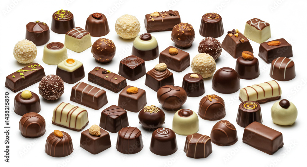 Chocolate bonbon with various toppings and flavors Chocolate bonbon with various toppings and flavors