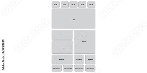 Logo Presentation template. Geometric tiles pattern, Bento presentation layout. Tiling blocks for social media posts, Web comics grids vector