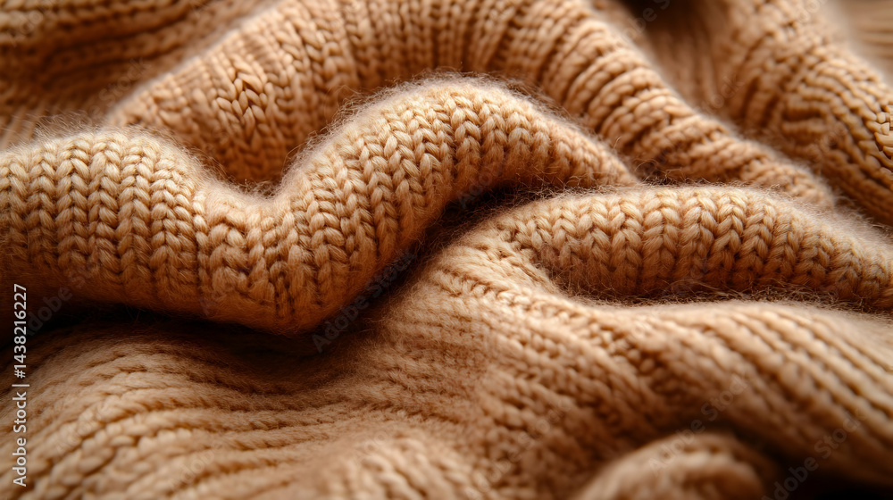 Closeup of Beige Knitted Fabric Texture Closeup of Beige Knitted Fabric Texture