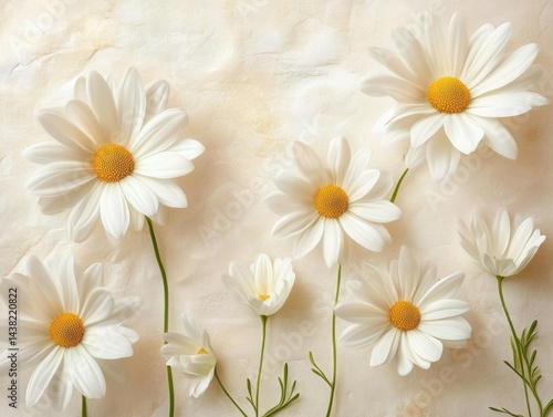 A captivating image of a bouquet of white daisies with yellow centers, set against a rustic backdrop, conveying a sense of warmth and nostalgia.