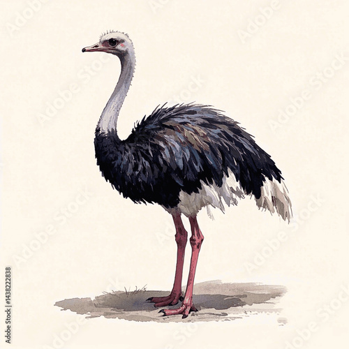 Savanna Strokes: ostrich in motion isolated watercolor vector illustration svg 