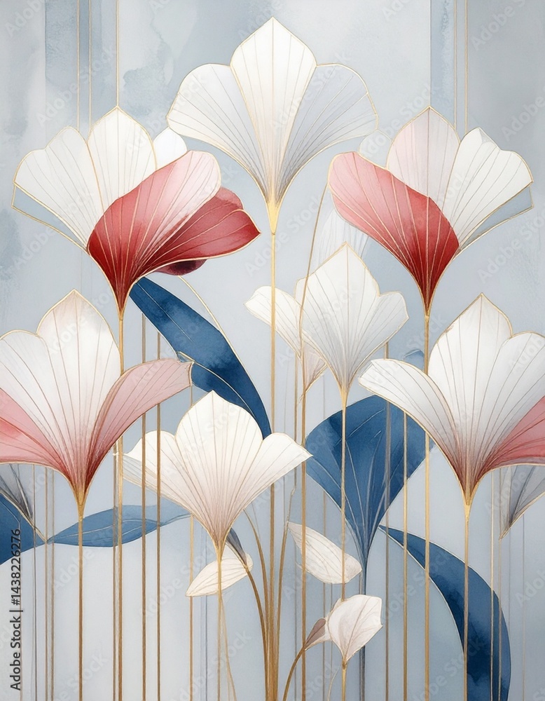 Obraz premium Abstract beautiful seamless red and white spring flowers background wallpaper, graphic resource 