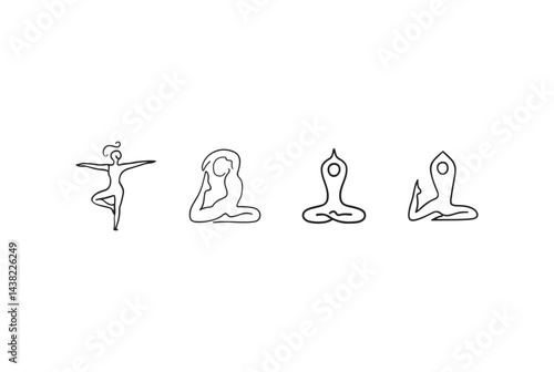 Stylish Line Art Yoga Poses for Women
