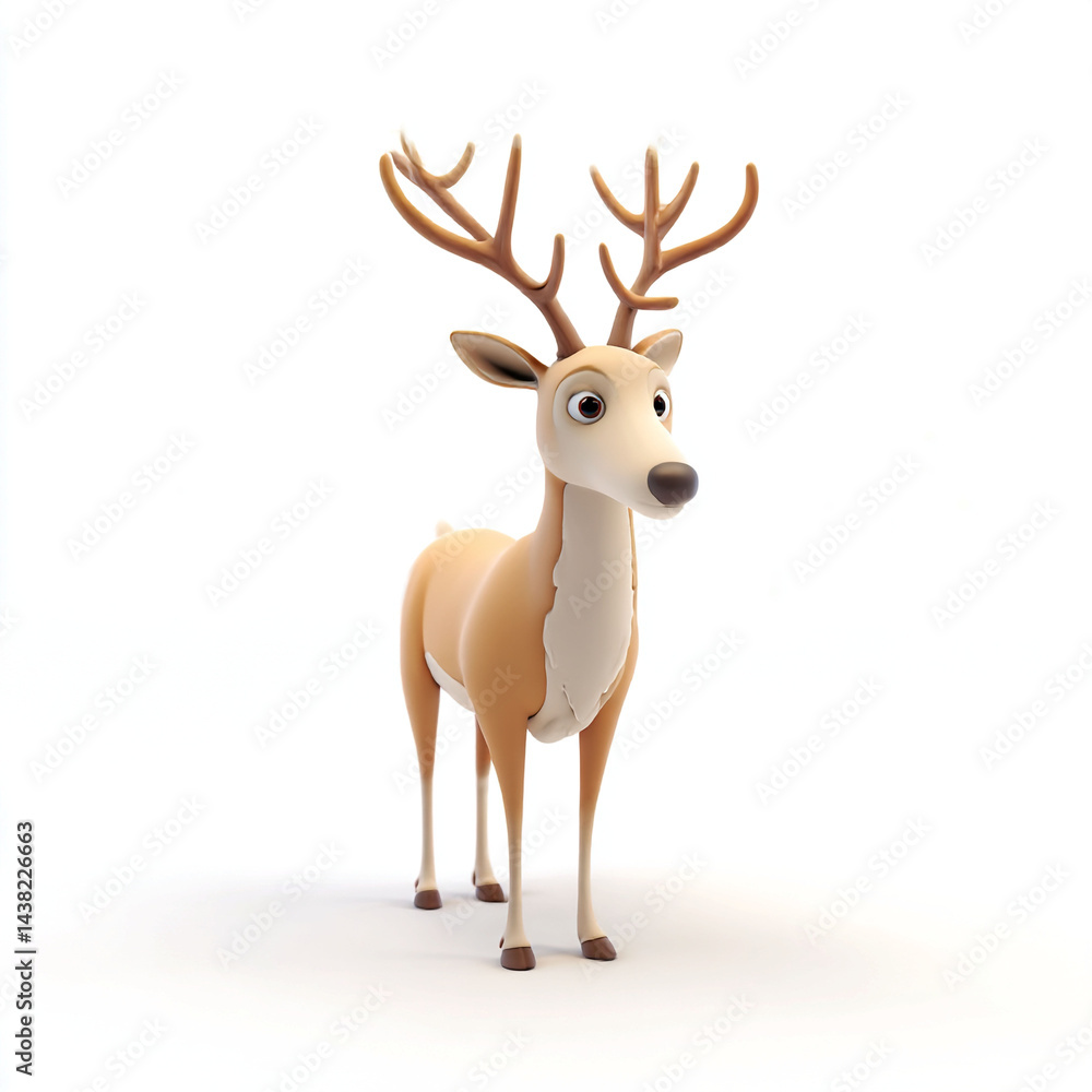 Cute Cartoon Deer 3D Render Isolated on White Background Cute Cartoon Deer 3D Render Isolated on White Background