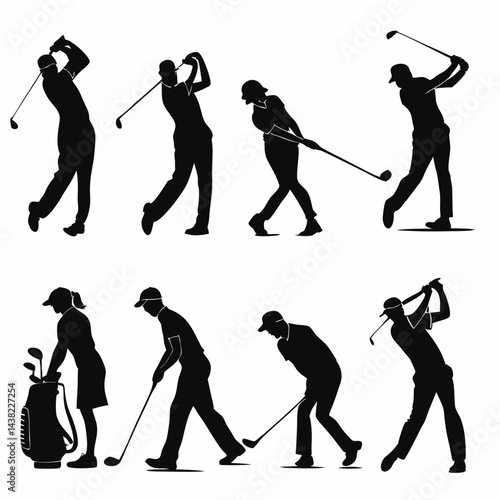 Golf Silhouettes: Professional Vector Graphics of Golfers.