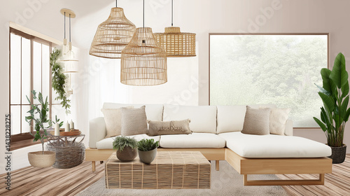 Modern living room with stylish decor elements.