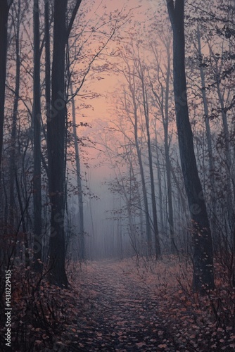 Misty forest path at dawn (1)