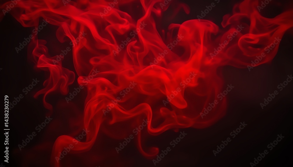Obraz premium Vivid red smoke swirling in dark background.