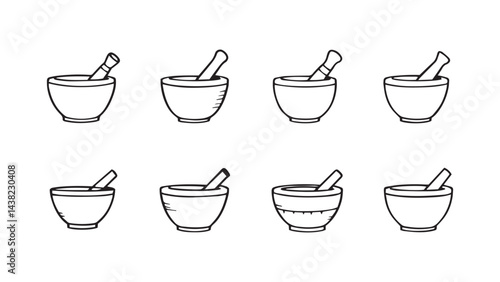 Mortar and pestle set line art