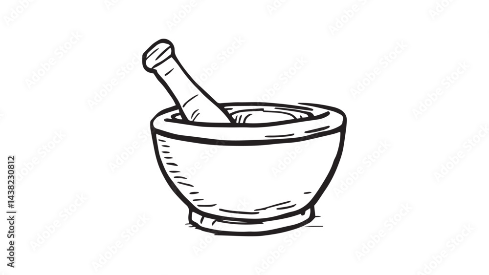 Mortar and pestle set line art Mortar and pestle set line art