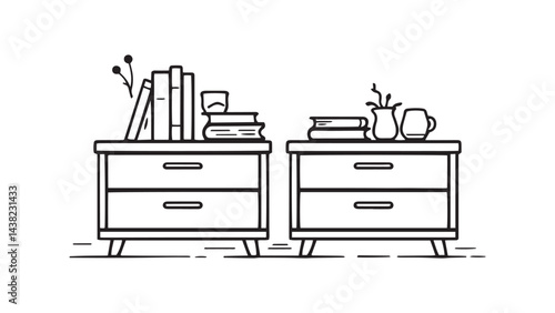Nightstand set line art