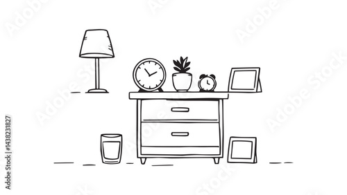 Nightstand set line art