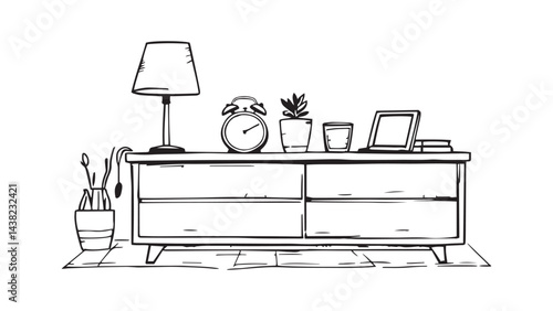 Nightstand set line art