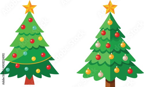 Christmas trees Vector illustration on white background.