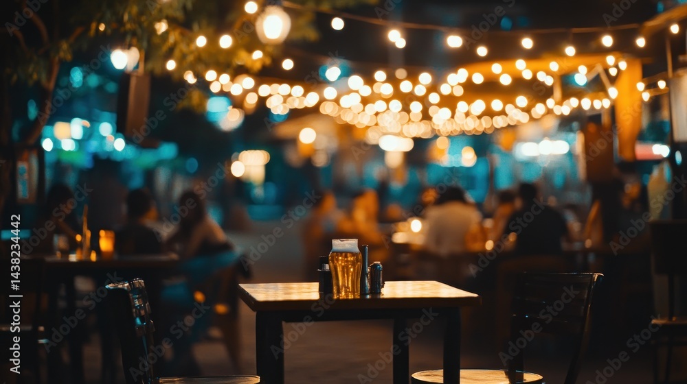 Nighttime Ambiance at an Outdoor Cafe: A Warm and Inviting Atmosphere Nighttime Ambiance at an Outdoor Cafe: A Warm and Inviting Atmosphere