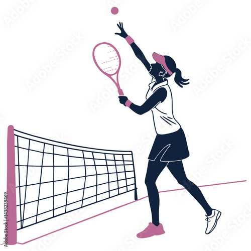 female-tennis-player-holding-racket-with-pink-grip vector image on white background