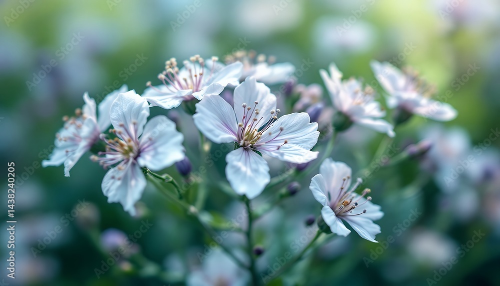 Delicate White Flowers in Soft Focus, Spring Bloom Delicate White Flowers in Soft Focus, Spring Bloom