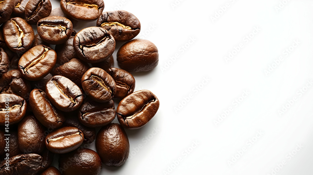 Fototapeta premium Roasted Coffee Beans on White Background