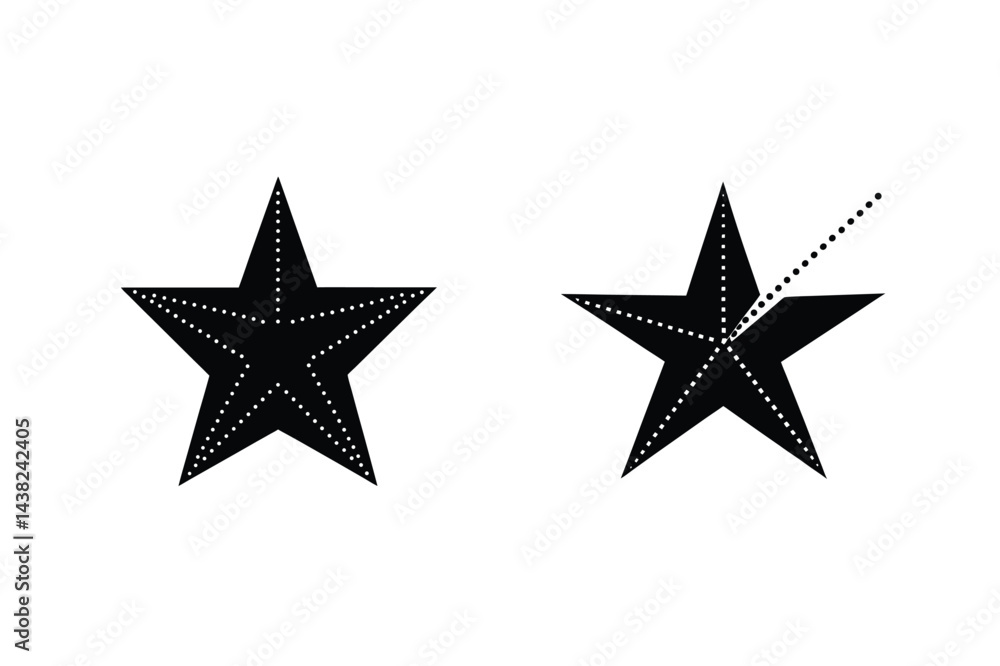 Obraz premium Two Stars Black And White Simple Shapes Polka Dots Modern Vector Graphics
