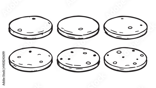 Pizza stone set line art
