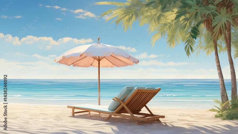 A tropical beach scene at sunrise or sunset. A tropical beach scene at sunrise or sunset.