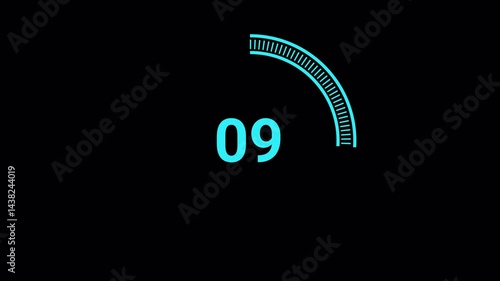 15 seconds countdown timer animation from 15seconds to 0 seconds with alpha channel , 15 second countdown timer on a transparent background.