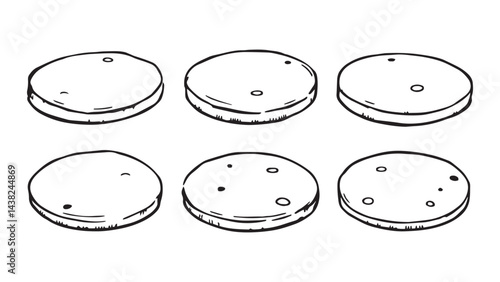 Pizza stone set line art