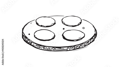 Pizza stone set line art