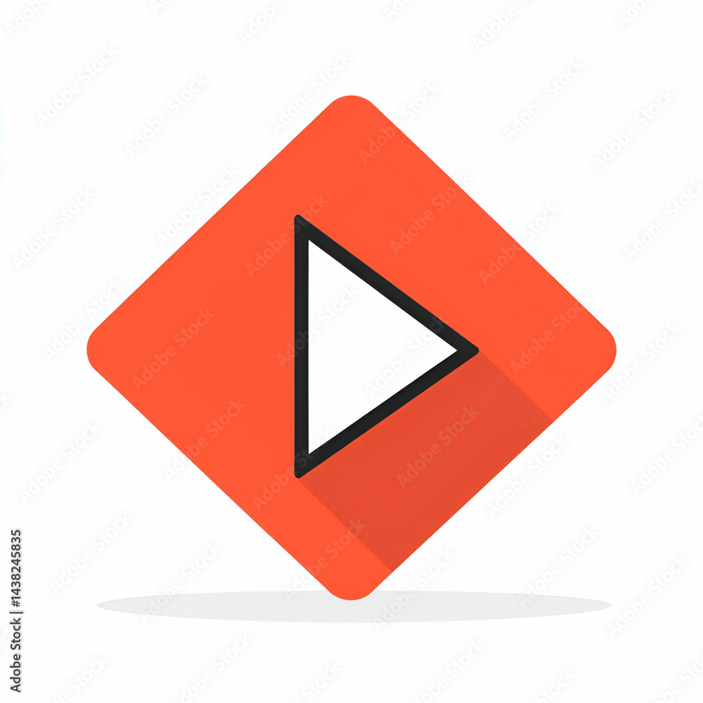 Orange diamond play button graphic Orange diamond play button graphic