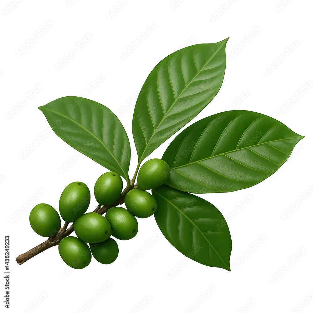 custom made wallpaper toronto digitalGreen coffee beans growing on branch with leaves on transparent background