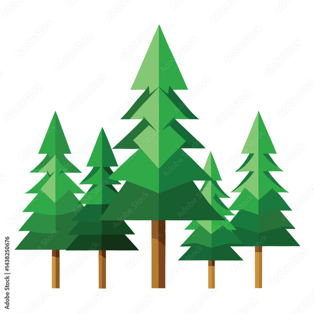 Fototapeta premium Pine Trees icon set on white background