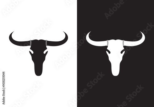 black and white bull skull