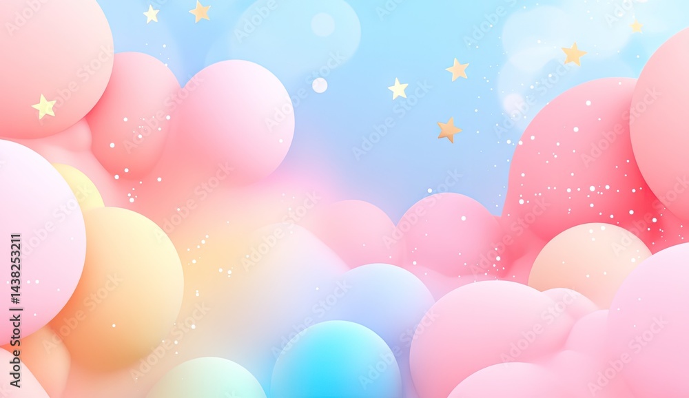 Pastel spheres, stars, dreamy, soft background Pastel spheres, stars, dreamy, soft background