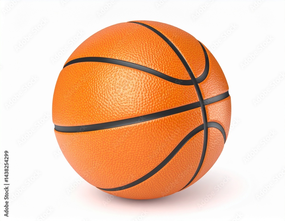 Fototapeta premium Realistic 3D Render of Basketball on White Background