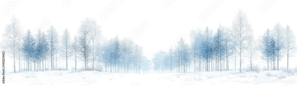Obraz premium Snow Covered Trees in Winter with White Background Landscape