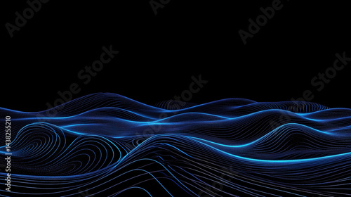 Obraz na płótnie blue fluid data terrain w salonie