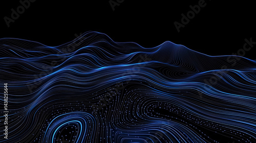 Obraz na płótnie blue fluid data terrain w salonie