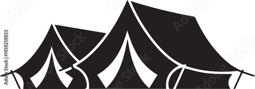 camping tent icon over white background, silhouette style, vector illustration